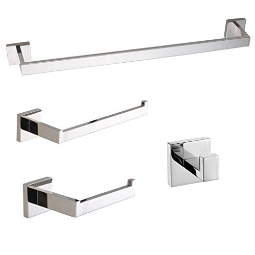TURS Bathroom Accessories 4-Pieces Bathroom Hardware Set Polished Chrome  Towel Bar Set Stainless Steel Towel Holder Set