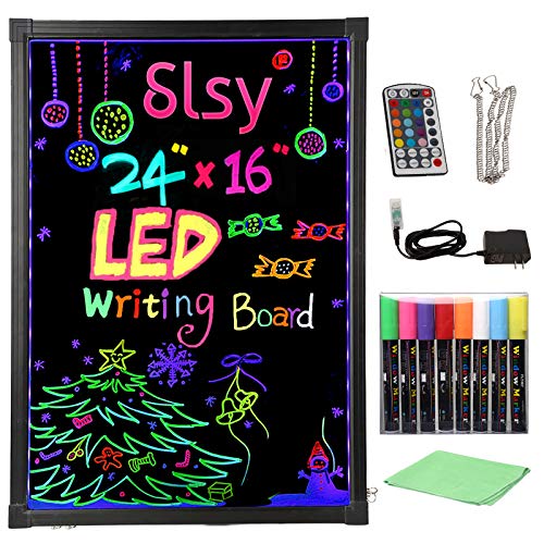 24'' x 16 Restaurant Message Menu Sign Illuminated Erasable Acrylic Panel  Neon Florescent LED Writing Board with Pens