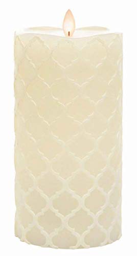 Sterno Home MGT12737CR Cream Hand Carved Design Wax Pillar with Timer