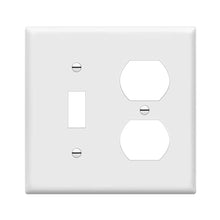 Load image into Gallery viewer, ENERLITES Combination Toggle Light Switch/Duplex Receptacle Outlet Wall Plate Cover, Standard Size 2-Gang 4.50&quot; x 4.57&quot;, Polycarbonate Thermoplastic, UL Listed, 881121-W, White
