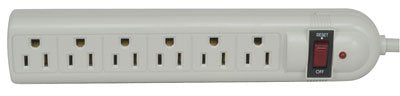 Jameco Valuepro 51W1-10204 6 Outlet Power Strip with Surge Suppressor, 4' Cord, 9.7