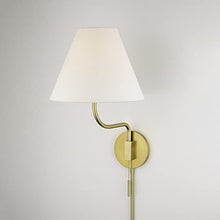 Load image into Gallery viewer, Mitzi HL240101-OB Patti - One Light Wall Sconce with Plug, Old Bronze Finish with White Linen Shade
