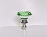 Set of 2 Lead Glass Crystal Diamond Lamp Shade Finial, Harp Topper - Green