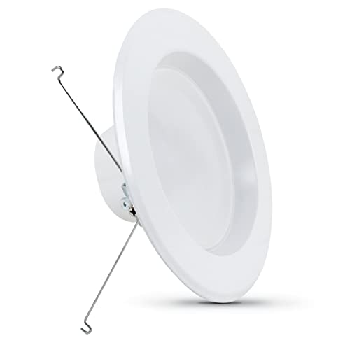 Feit Electric 5-6 inch LED Recessed Downlight - Pre-Mounted Trim - Standard Base Adapter - 2700K Soft White - Dimmable- 75W Equivalent - 45 Year Life - 925 Lumen - High CRI