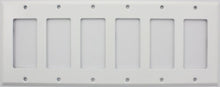 Load image into Gallery viewer, Stamped Steel Smooth White 6 Gang GFI/Rocker Switch Plate
