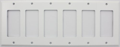 Stamped Steel Smooth White 6 Gang GFI/Rocker Switch Plate
