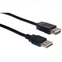 USB 2.0 Extension Cable, Black, Type A Male to Type A Female, 1 foot