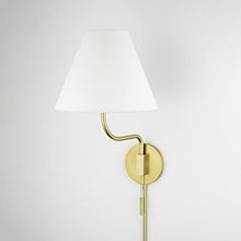Load image into Gallery viewer, Mitzi HL240101-OB Patti - One Light Wall Sconce with Plug, Old Bronze Finish with White Linen Shade
