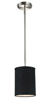 Z-Lite 171-6B Albion One Light Mini Pendant, Metal Frame, Brushed Nickel Finish and Black Shade of Fabric Material