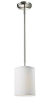 Z-Lite 171-6W Albion One Light Mini Pendant, Metal Frame, Brushed Nickel Finish and White Linen Shade of Fabric Material