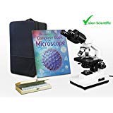 Load image into Gallery viewer, Vision Scientific VME0007B-100-LD-P6 Binocular Compound Microscope,40x-2000x Magnification,LED Light, Mechanical Stage, Microscope Book, 50 Prepared Slides Set, Microscope Carrying Case
