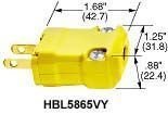 HUBBELL WIRING DEVICES HBL5866VY CONNECTOR, POWER ENTRY, PLUG, 15A