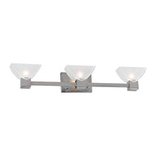 Load image into Gallery viewer, Forte 5079-03-55 30.5&quot; Three Light Bath Vanity, Brushed Nickel Finish with Clear/Sandblast Glass

