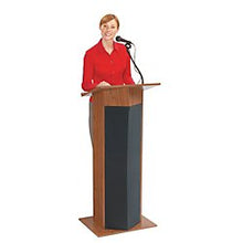 Load image into Gallery viewer, Oklahoma Sound Wood Multipurpose Presentation The Power Plus Multimedia Lectern With Mic Medium Oak

