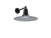 Steel Lighting Co. Highland Park Barn Light | Outdoor Wall Mounted | 16 inch Radial Wave | 11 inch Straight Arm | Vintage Style Made in America | Black Exterior/White Interior