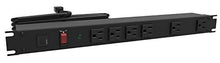 Load image into Gallery viewer, HAMMOND 1582T6A1BK 15A 6 Rack Mount Outlet Strip, 6 ft. Cord - Outlets Front - Black

