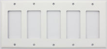 Load image into Gallery viewer, Stamped Steel Smooth White 5 Gang GFI/Rocker Switch Plate
