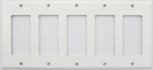 Stamped Steel Smooth White 5 Gang GFI/Rocker Switch Plate