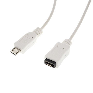 FASEN Micro USB 2.0 Male to Female Extension Cable White(0.3M)