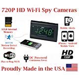 SecureGuard 1080P HD WiFi Wireless IP Alarm Clock Radio Hidden Security Nanny Cam Spy Camera with 32GB Internal Memory