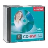 CD-RW Discs, 700MB/80min, 4X, w/Slim Jewel Cases, Silver, 10/Pack