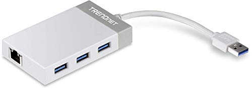 TRENDnet 3-Port Hub with 10/100/1000 Mbps Gigabit Ethernet Adapter (3 USB 3.0 Ports, A RJ45 Gigabit Ethernet Port), Support XP, Vista, Windows 7, 8, 1, 10, Mac OS 10.6-10.9, TU3-ETGH3