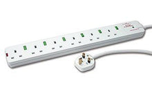 Load image into Gallery viewer, Cables UK 6 Way Individually Switched Power Extension Block,White
