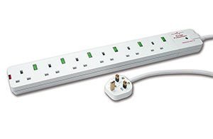 Cables UK 6 Way Individually Switched Power Extension Block,White