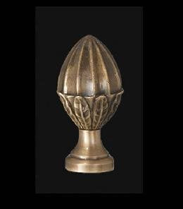 B&P Lamp Acorn Style Cast Brass Finial, 2 1/8 Inch Ht, 1/4-27 Tap