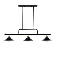 Unitary Brand Antique Black Metal Shades Kitchen Island Light Fixture with 3 E26 Bulb Sockets 120W Painted Finish
