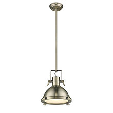 Load image into Gallery viewer, Chloe CH58024AB13-DP1 13&quot; Shade Industrial-Style 1 Light Antique Brass Ceiling Mini Pendant, 11.2 x 12.6 x 12.6, Gold
