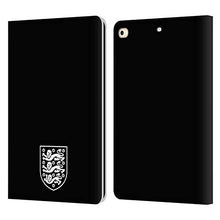 Load image into Gallery viewer, Head Case Designs Officially Licensed England National Football Team Black and White Crest Leather Book Wallet Case Cover Compatible with Apple iPad 9.7 2017 / iPad 9.7 2018
