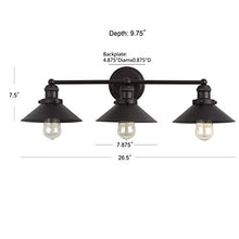 Load image into Gallery viewer, JONATHAN Y JYL7428A, Contemporary June Metal Shade Wall Sconce for Bedroom Livingroom Bathroom, Transitional, Bulb Included Vanity Lighting, 3, Oil Rubbed Bronze
