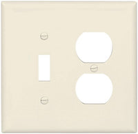 Eaton PJ18LA Mid-Size Polycarbonate 2-Gang Combination Toggle and Duplex Receptacle Wallplate, Light Almond