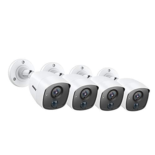ANNKE CCTV Camera System 1080P FHD PIR Security Camera, 41080P HD Weatherproof Outdoor Bullet Surveillance Camera with 100ft/30m Night Vision, PIR Detection, White Light Alarm, IP67 Weatherproof