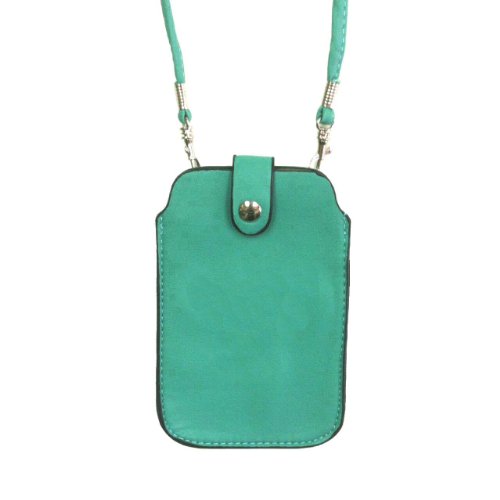 Leather Neck Pouch for Phone (Style 2) - Aqua