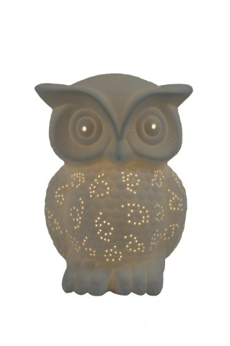 All The Rages Lt3027 Wht Simple Designs Porcelain Owl Shaped Table Lamp