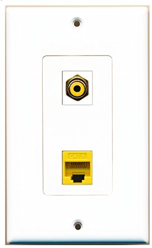RiteAV - 1 Port RCA Yellow 1 Port Cat6 Ethernet Yellow Decorative Wall Plate - Bracket Included