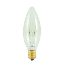 Load image into Gallery viewer, Bulbrite 25CTC/25/3 25-Watt Incandescent Torpedo B8 Chandelier Bulb, Candelabra Base, Clear
