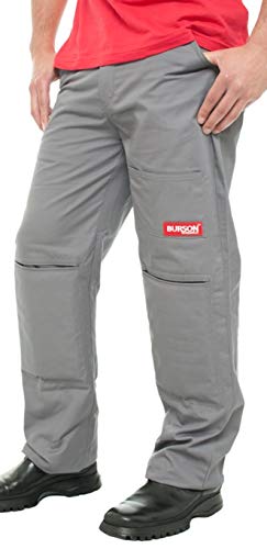 Burson Work Pants with Built-in Removable Super Cushion Knee Pads 36x32 Grey