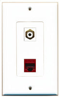 RiteAV - 1 Port RCA White 1 Port Cat6 Ethernet Red Decorative Wall Plate - Bracket Included