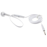 Flat Wired Headset MONO Hands-free Earphone w Mic Single Earbud Headphone Earpiece [3.5mm] [White] for T-Mobile ZTE Zmax Pro - Tracfone LG Premier LTE - Tracfone Samsung Galaxy Grand Prime