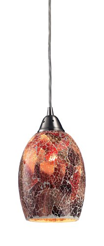 Elk 73031-1 Avalon 1-Light Pendant, 5-Inch, Satin Nickel With Earth Tone Glass