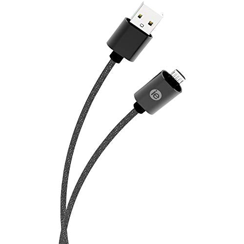 iEssentials IEN-BC6M-BK Charge & Sync Braided Micro USB to USB Cable, 6ft (Black)