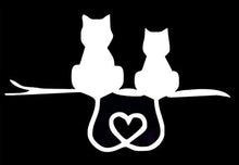 Load image into Gallery viewer, Kitty Cats in Love - Vinyl - 4&quot; wide (Color: WHITE) decal laptop tablet skateboard car windows stickers
