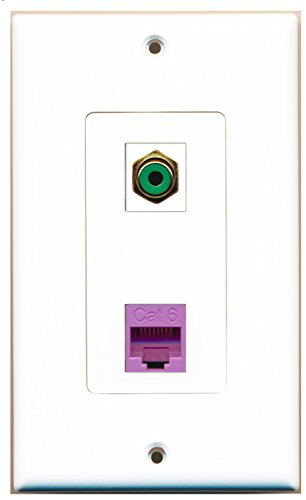 RiteAV - 1 Port RCA Green 1 Port Cat6 Ethernet Purple Decorative Wall Plate - Bracket Included