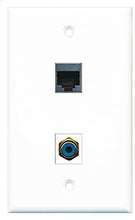Load image into Gallery viewer, RiteAV - 1 Port RCA Blue 1 Port RJ45 Shielded Wall Plate - Bracket Included
