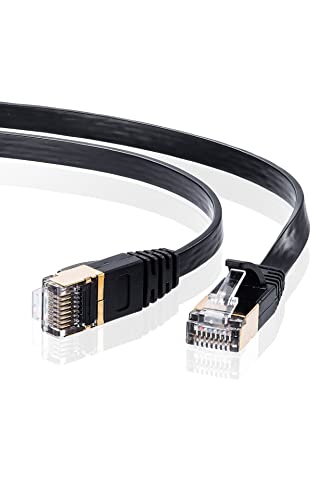 SANWA CAT7 Ultra Flat LAN Cable (5m) 10Gbps / 600MHz RJ45 Nails Broken Prevent Black KB-FLU7-05BK