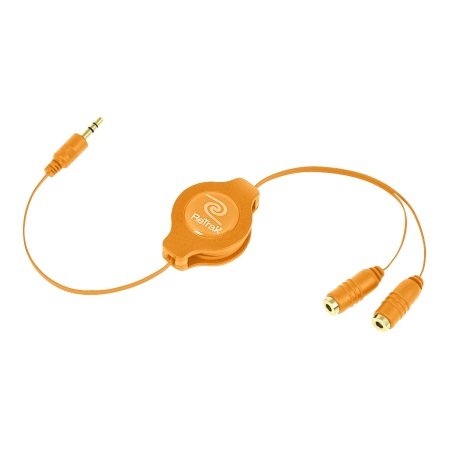 ReTrak EUCABLESPLOR 3.5 mm Retractable Y-Splitter for Headphone - Orange