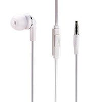 Premium Flat Wired Headset Mono Handsfree Earphone Mic Single Earbud Headphone Earpiece in-Ear [3.5mm] White for LG Google Nexus 5X - LG K30 - LG Q6